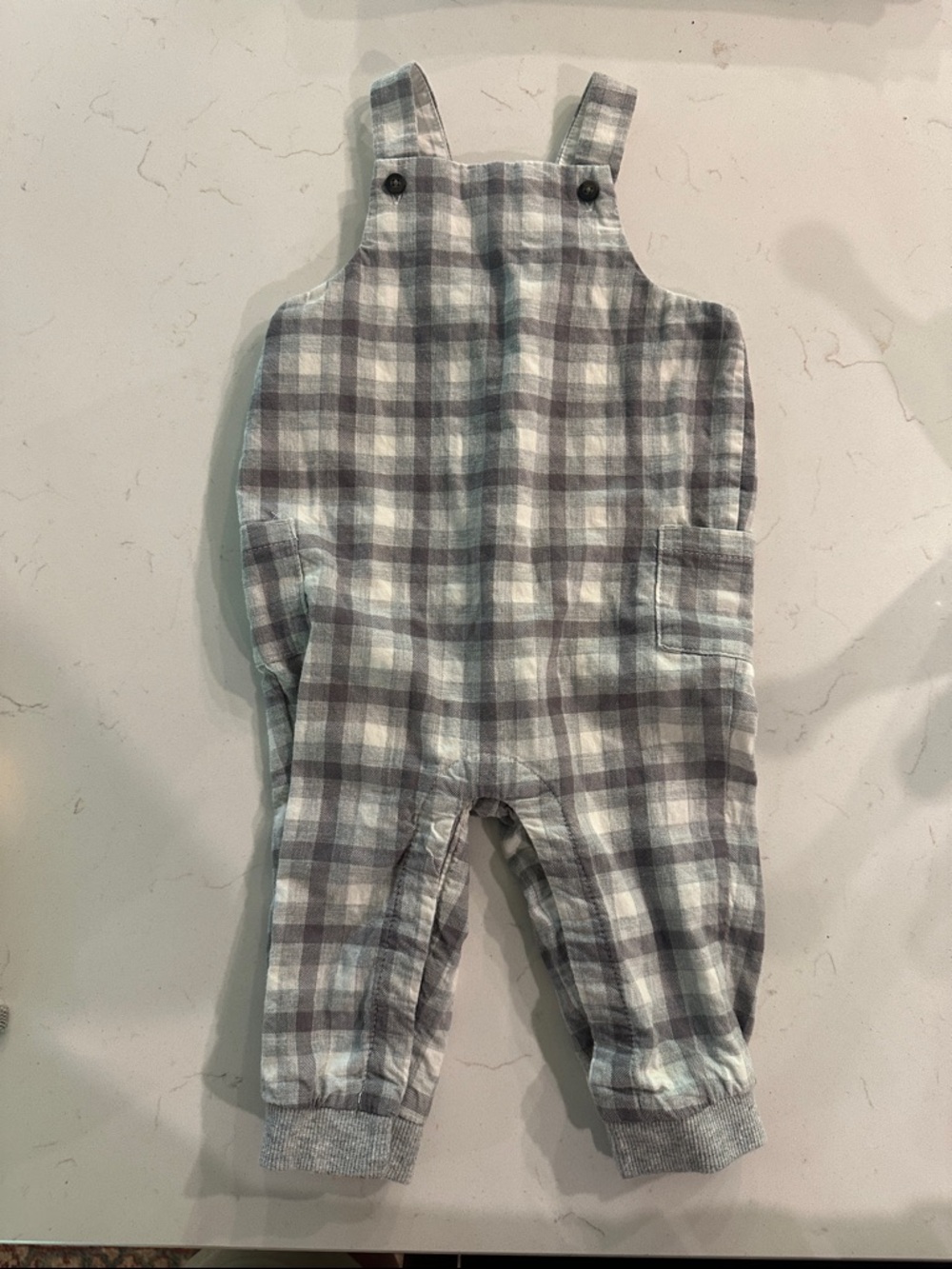 Janie and Jack Gray & White Plaid Overalls